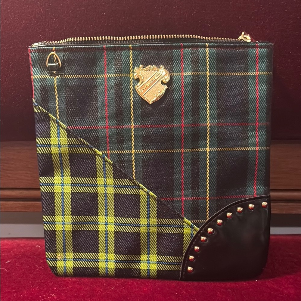 Plaid Green and Black MAC Cosmetic Bag